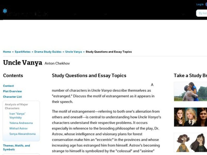 Uncle Vanya by Anton Chekhov: Study Guide - Mini Essays Study Guide