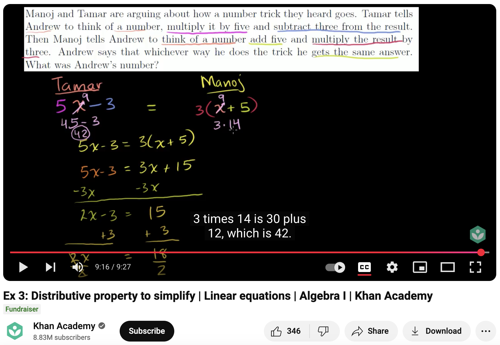 Ex 3: Distributive Property to Simplify, Linear Equations, Algebra I Instructional Video