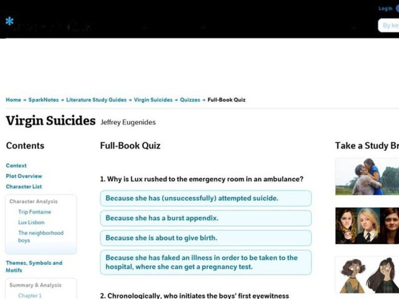 Virgin Suicides Quiz Interactive
