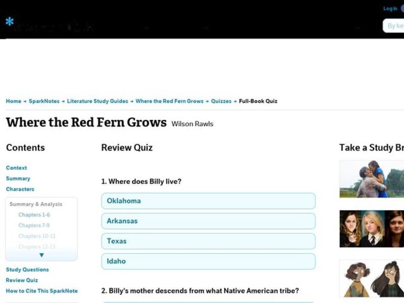 Where the Red Fern Grows Quiz Interactive