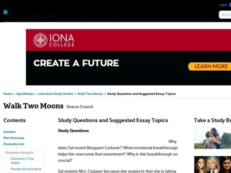 Walk Two Moons by Sharon Creech: Study Guide - Mini Essays Study Guide