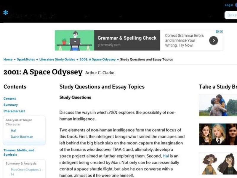 2001: A Space Odyssey by Arthur C. Clarke: Study Guide - Mini Essays Study Guide