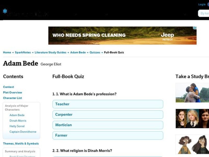 Adam Bede Quiz Interactive