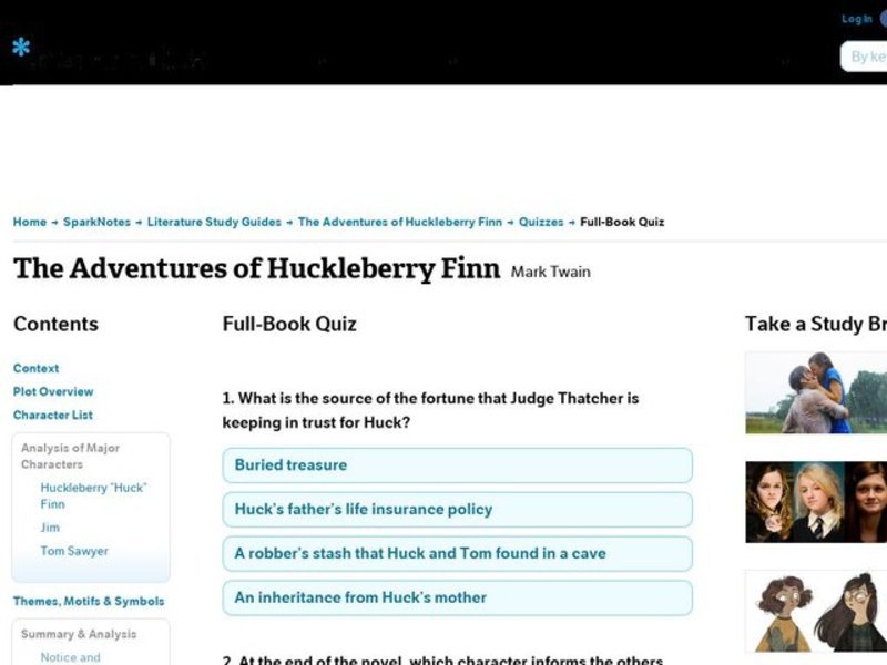 The Adventures of Huckleberry Finn Quiz Interactive