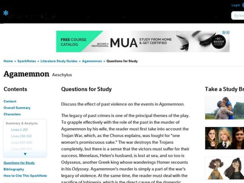 Agamemnon by Aeschylus: Study Guide - Mini Essays Study Guide