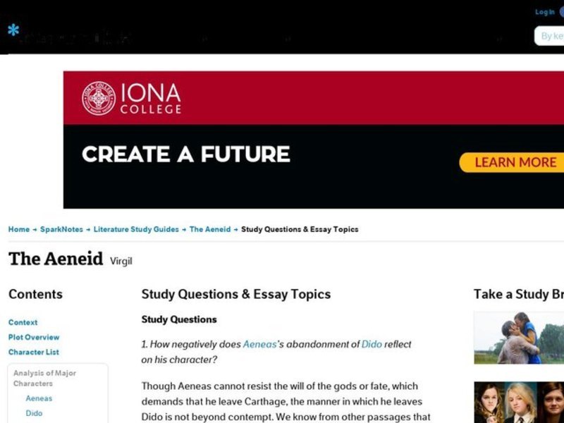 The Aeneid by Virgil: Study Guide - Mini Essays Study Guide