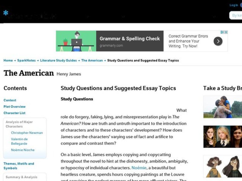 The American by Henry James : Study Guide - Mini Essays Study Guide