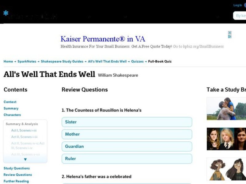 All's Well That Ends Well Review Questions Interactive