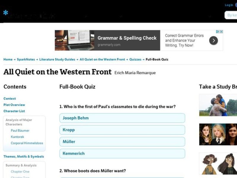 All Quiet on the Western Front Quiz Interactive