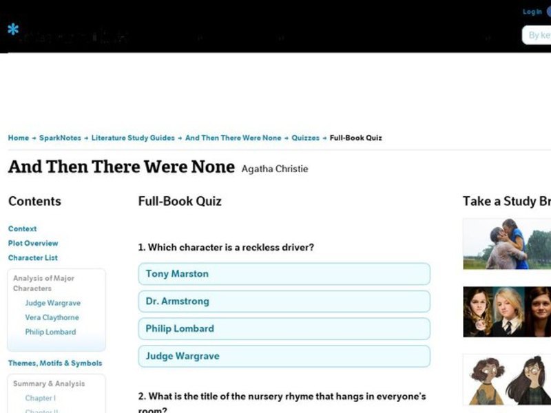 And Then There Were None Quiz Interactive
