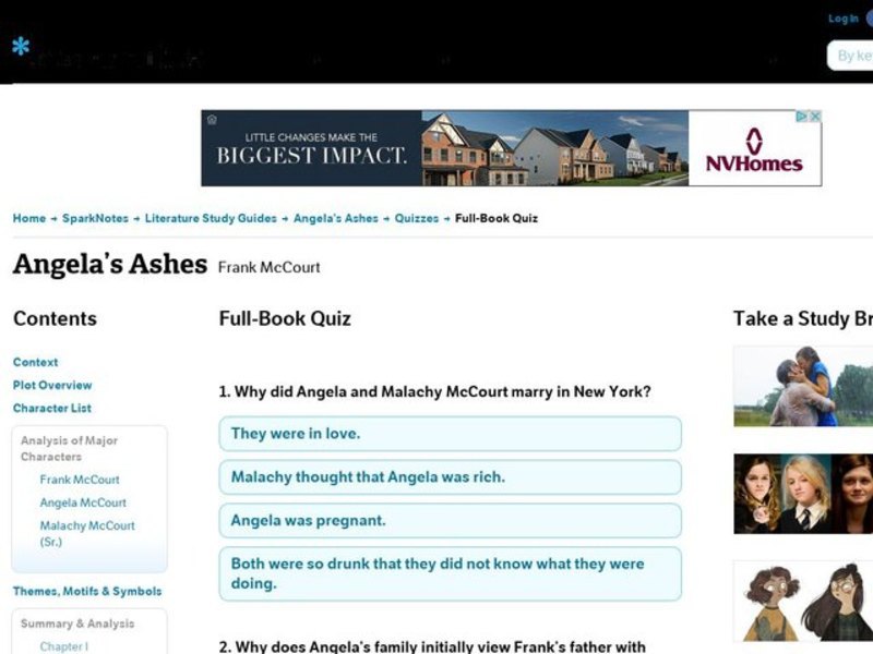 Angela’s Ashes Quiz Interactive