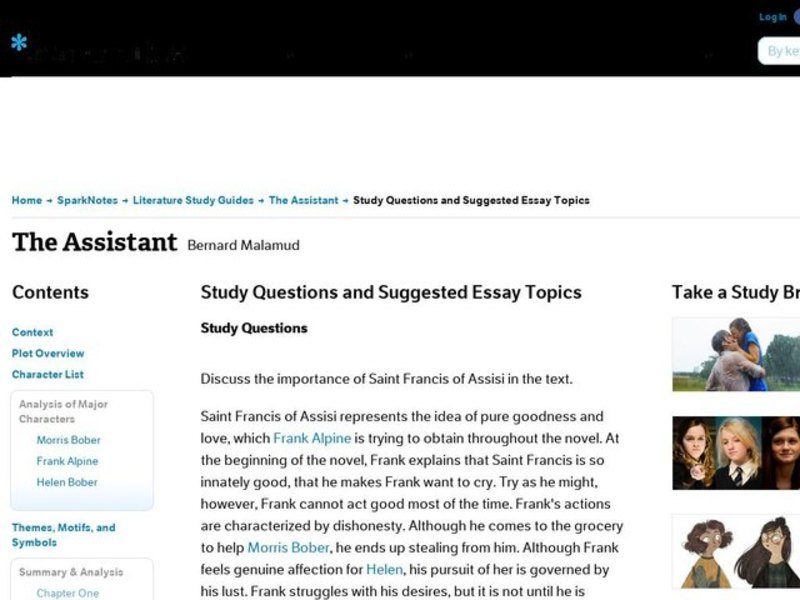 The Assistant by Bernard Malamud: Study Guide - Mini Essays Study Guide