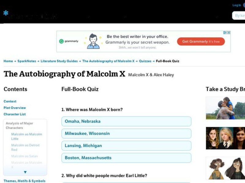 The Autobiography of Malcolm X:  Quiz Interactive