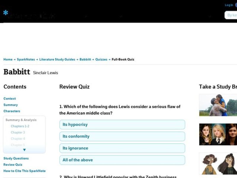 Babbit Review Quiz Interactive