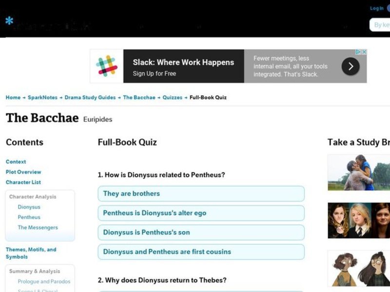 The Bacchae Quiz Interactive