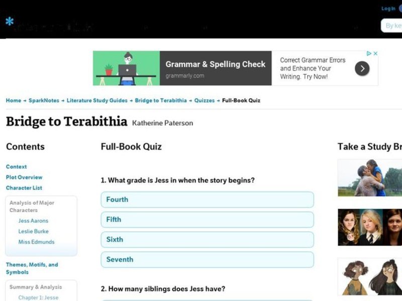 Bridge to Terabithia Quiz Interactive