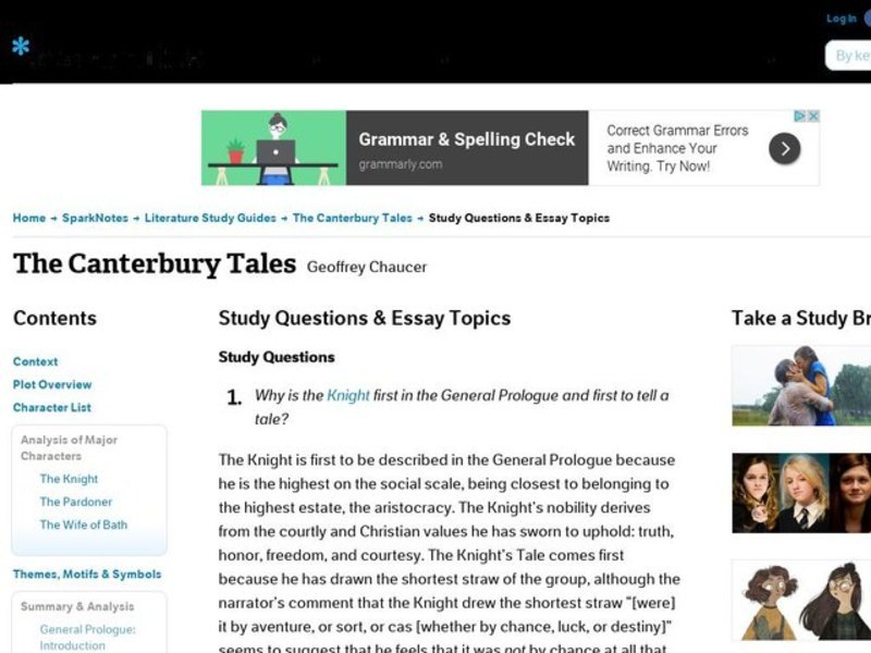 The Canterbury Tales Study Questions & Essay Topics Interactive