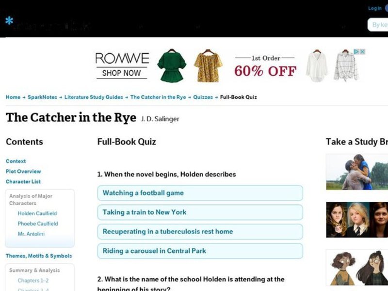 The Catcher in the Rye Quiz Interactive