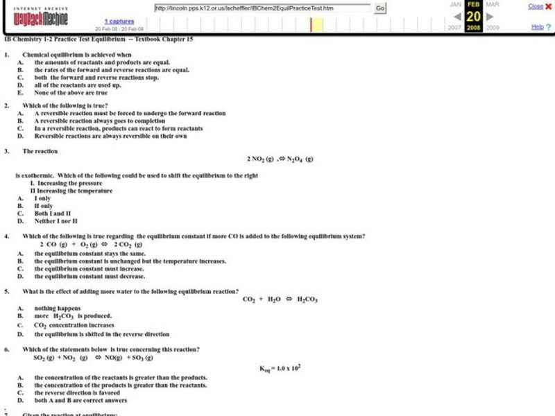 Equilibrium Worksheet