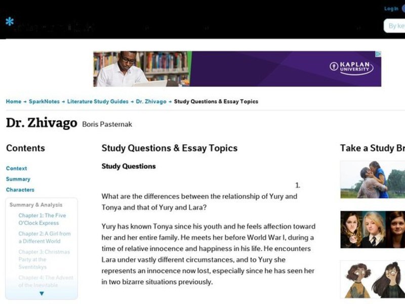 Dr. Zhivago by Boris Pasternak: Study Guide - Mini Essays Study Guide