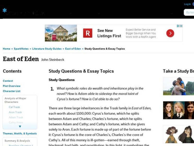 East of Eden by John Steinbeck: Study Guide - Mini Essays Study Guide