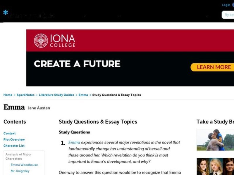 Emma by Jane Austen: Study Guide - Mini Essays Study Guide