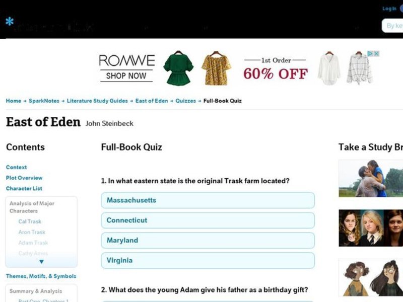 East of Eden Quiz Interactive