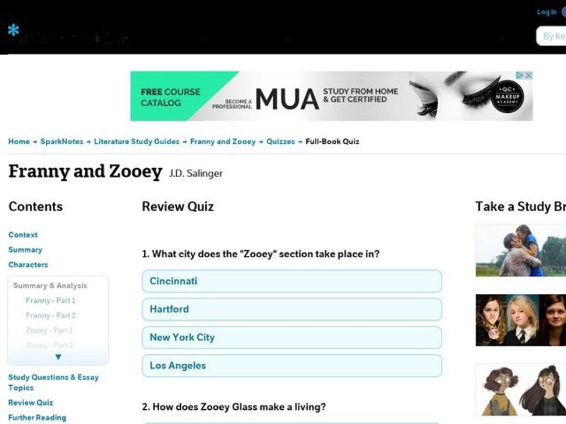 Franny and Zooey Review Quiz Interactive