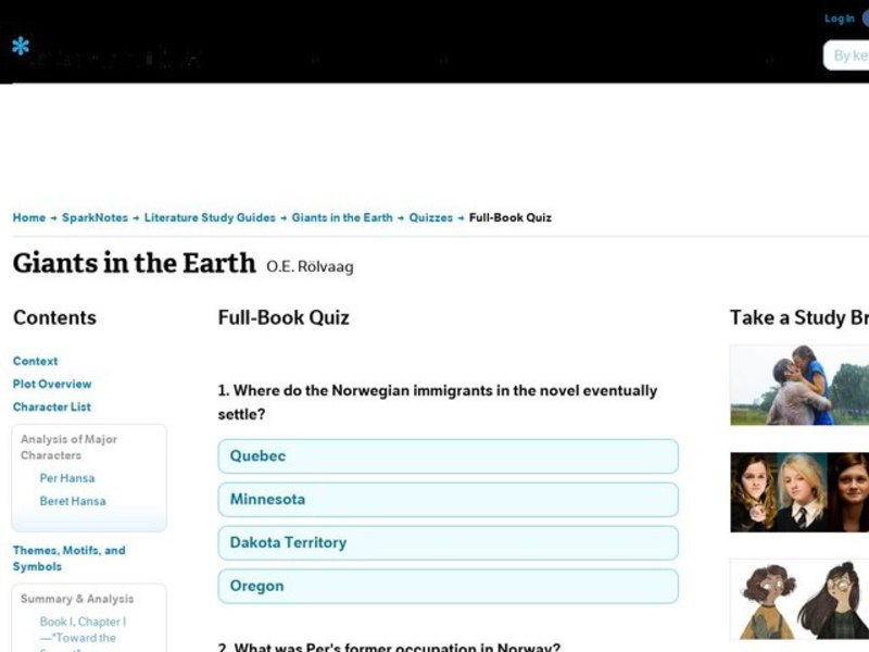 Giants in the Earth Quiz Interactive