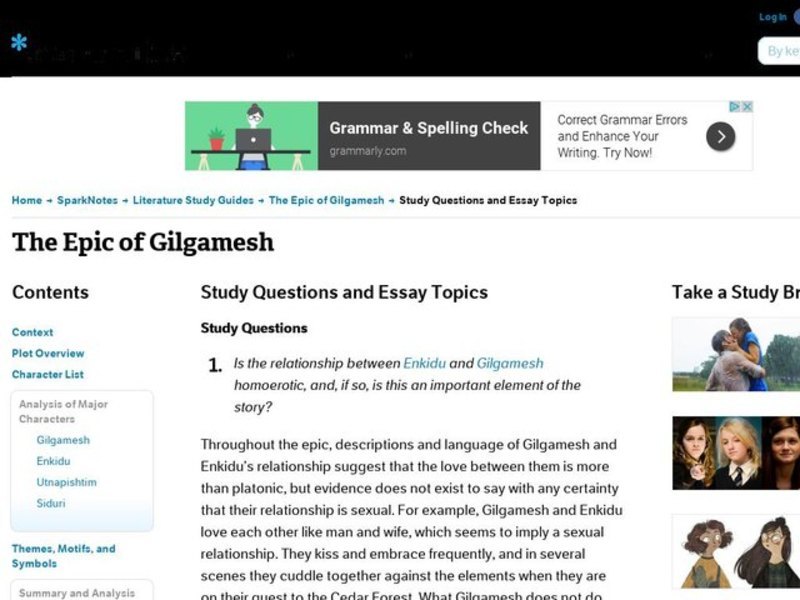 The Epic of Gilgamesh: Study Guide - Mini Essays Study Guide