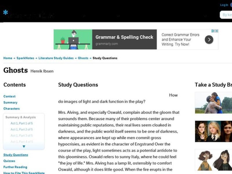 Ghosts by Henrik Ibsen: Study Guide - Mini Essays Study Guide