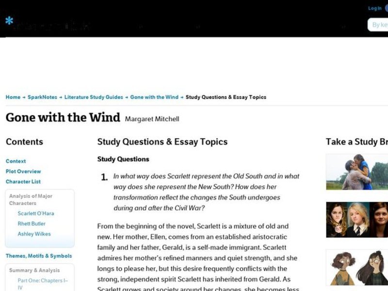 Gone with the Wind by Margaret Mitchell: Study Guide - Mini Essays Study Guide