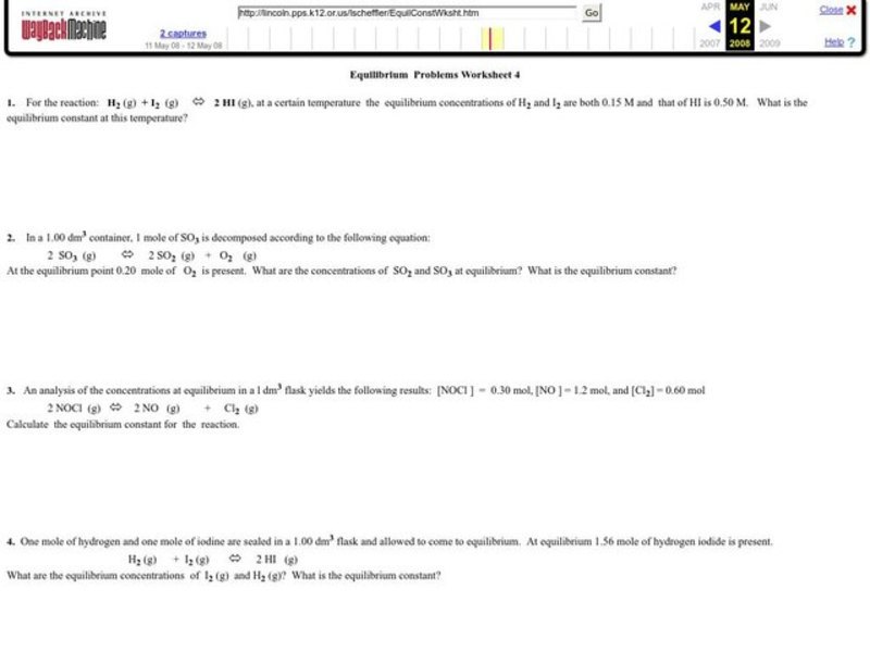 Equilibrium Problems Lesson Plan