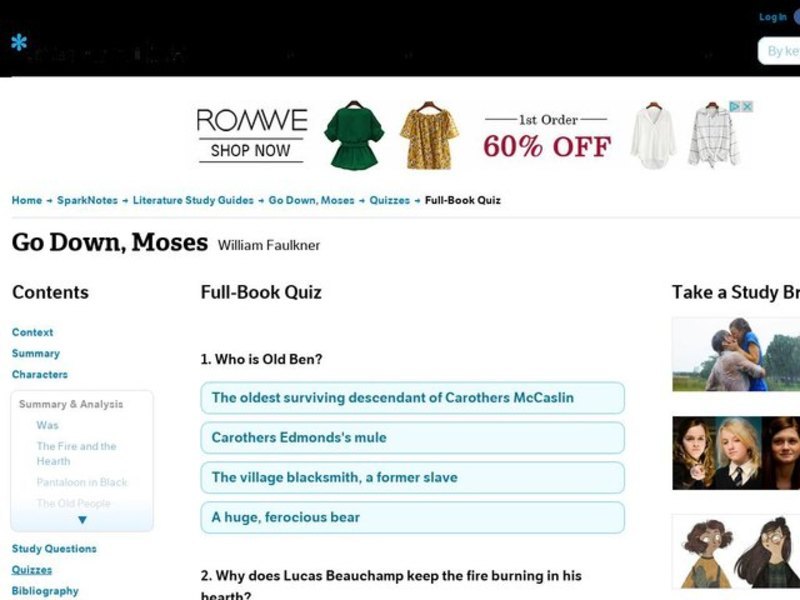Go Down, Moses Quiz Interactive
