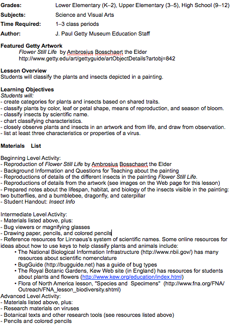 Classifying Plants and Insects Lesson Plan