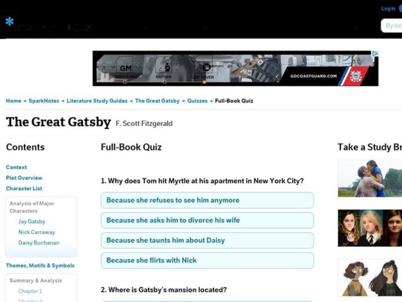 The Great Gatsby Quiz Interactive