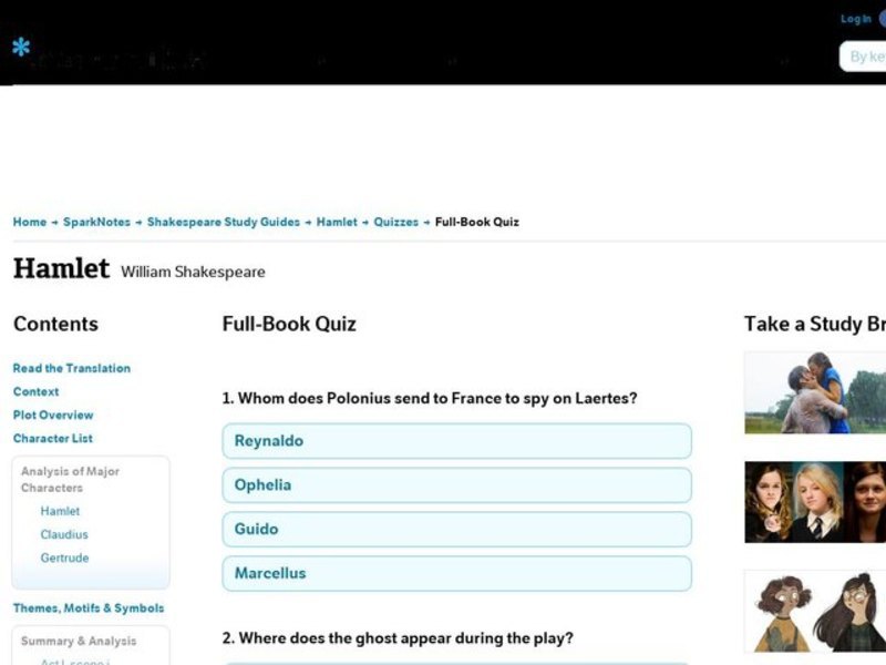 Hamlet Quiz Interactive