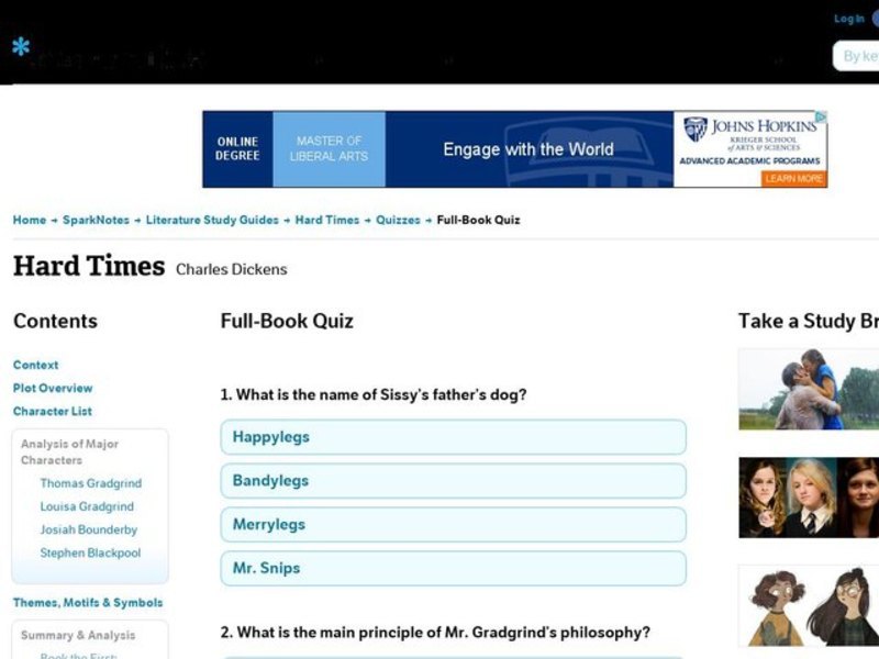 Hard Times Quiz Interactive