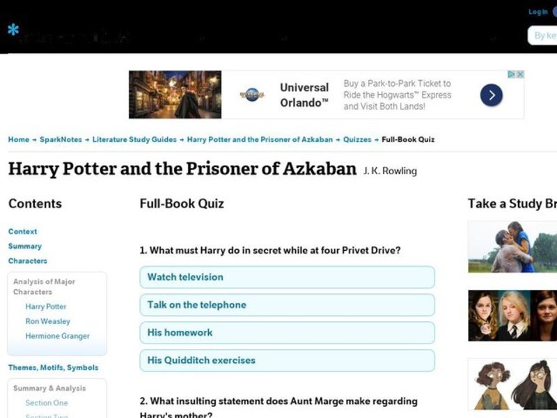 Harry Potter and the Prisoner of Azkaban Quiz Interactive