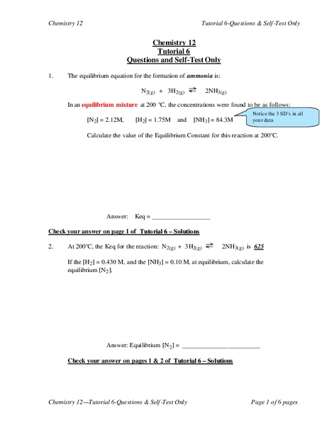 Equilibrium Equations Lesson Plan