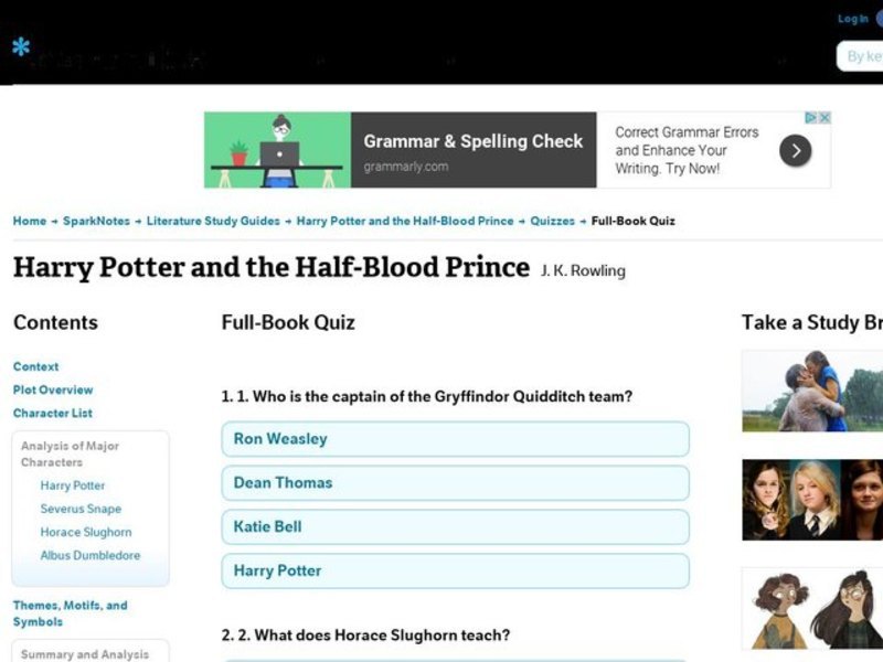 Harry Potter and the Half-Blood Prince Quiz Interactive