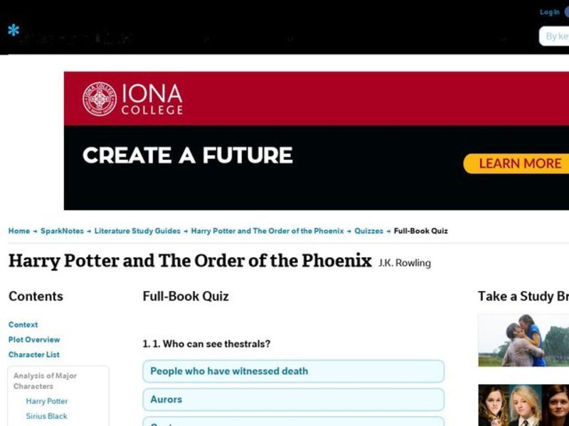 Harry Potter and The Order of the Phoenix Quiz Interactive