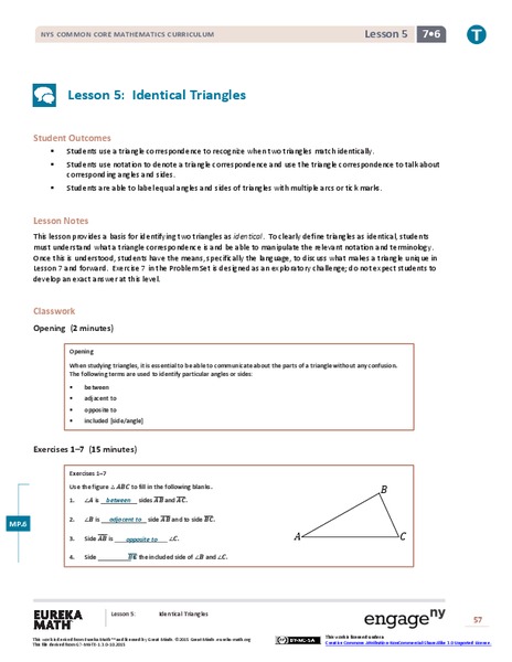 Identical Triangles Lesson Plan