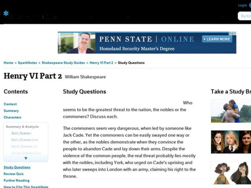 Henry VI Part 2 by William Shakespeare: Study Guide - Mini Essays Study Guide