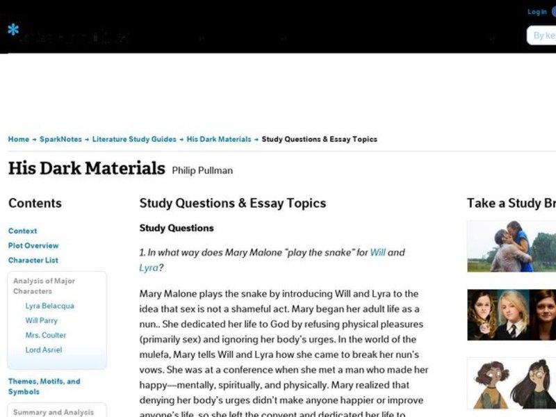 His Dark Materials by Philip Pullman: Study Guide - Essays Study Guide