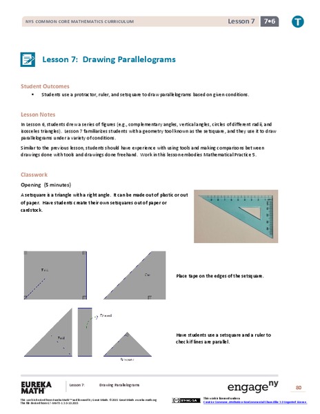 Drawing Parallelograms Lesson Plan