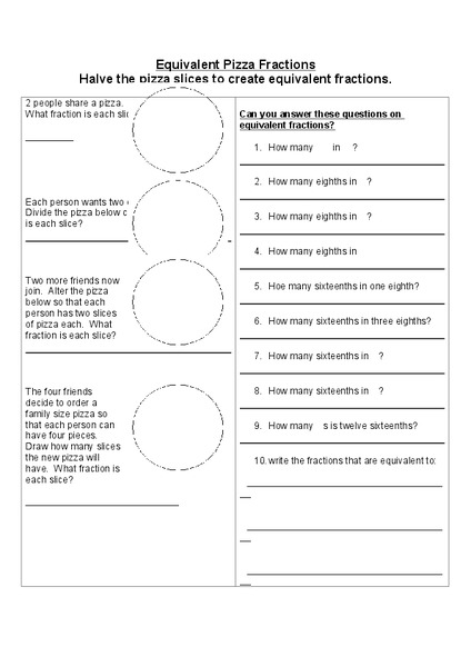 Equivalent Fractions Worksheet