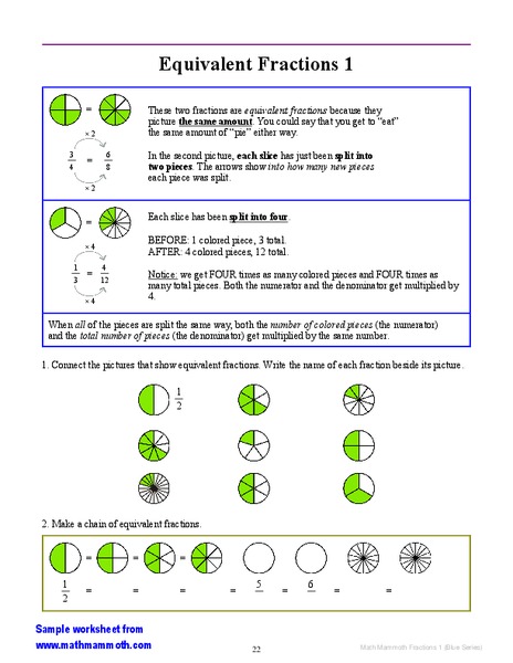 Equivalent Fractions Worksheet