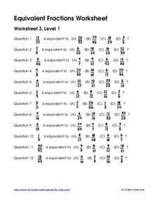 Equivalent Fractions Worksheet