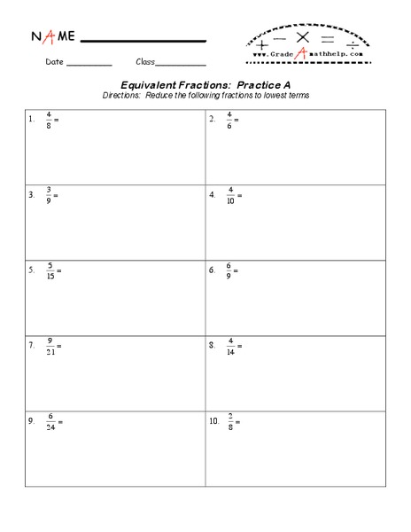 Equivalent Fractions Lesson Plan